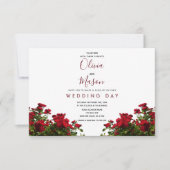 Elegant Red Rose Floral Wedding Invitation Kaart (Voorkant)