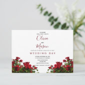 Elegant Red Rose Floral Wedding Invitation Kaart (Staand voorkant)