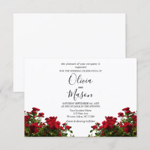 Elegant Red Rose Floral Wedding Invitation Kaart