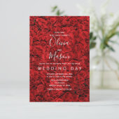 Elegant Red Rose Floral Wedding Invitation Kaart (Staand voorkant)