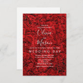 Elegant Red Rose Floral Wedding Invitation Kaart (Voorkant / Achterkant)
