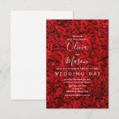 Elegant Red Rose Floral Wedding Invitation Kaart (Voorkant / Achterkant)