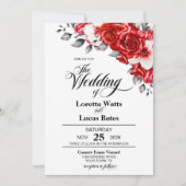Elegant Red Rose Floral Wedding Kaart (Voorkant)