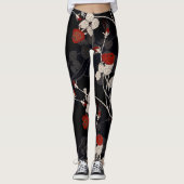 Elegant Red Rose Flower Black Leggings (Voorkant)