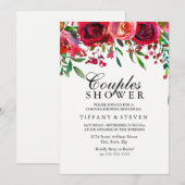 Elegant Red Rose Flower Couples Shower nodigen Kaart (Voorkant / Achterkant)