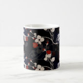 Elegant Red Rose Flower Pattern Black Koffiemok (Center)