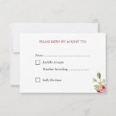 Elegant Red Rose Garlands Waterverf Bloemen Wit RSVP Kaartje (Achterkant)