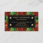 Elegant Red Rose Glas in lood Patroon Visitekaartje (Achterkant)