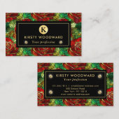 Elegant Red Rose Glas in lood Patroon Visitekaartje (Voorkant / Achterkant)