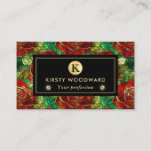 Elegant Red Rose Glas in lood Patroon Visitekaartje (Voorkant)