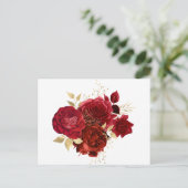 Elegant Red Rose Gold Floral Bouquet Briefkaart (Staand voorkant)