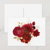 Elegant Red Rose Gold Floral Bouquet Briefkaart (Voorkant / Achterkant)