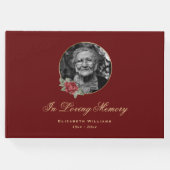 Elegant Red Rose Gold Floral Funeral Photo Gastenboek (Voorkant)