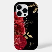 Elegant Red Rose Gold Leaf Case-Mate iPhone Case (Achterkant)