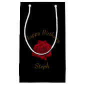 Elegant Red Rose Happy Birthday Klein Cadeauzakje (Voorkant)