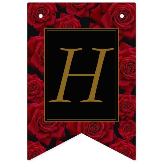 Elegant Red Rose Happy Birthday Vlaggetjes (Tweede vlag)