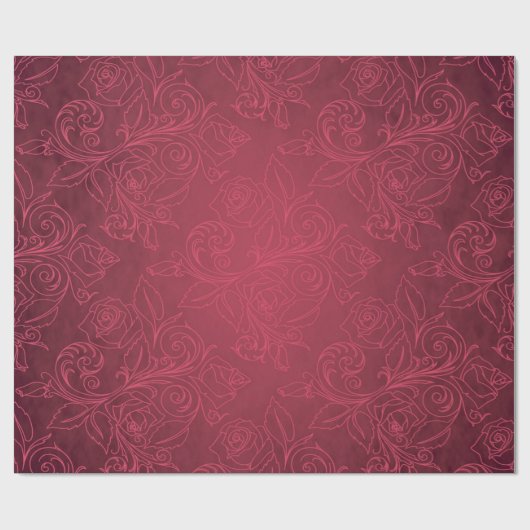 Elegant Red Rose Holiday Cadeaupapier (Vlak)