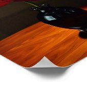 Elegant Red Rose in Black Vase Art Poster (Hoek)