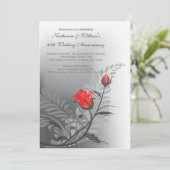Elegant Red Rose Jubileum Uitnodiging (Staand voorkant)