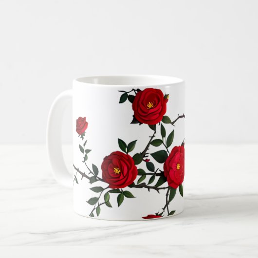 Elegant Red Rose Koffiemok (Voorkant links)