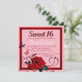 Elegant Red Rose, lief voor 16 jaar Uitnodiging (Staand voorkant)