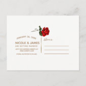 Elegant Red Rose Long Stem Wedding Save the Date Aankondigingskaart (Achterkant)