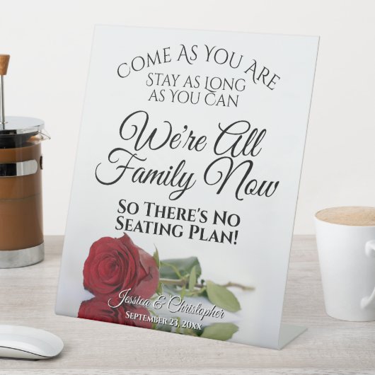 Elegant Red Rose Open Seating Weddenschap Reclamebord Met Voetstuk (Insitu)