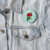 Elegant Red Rose over  Mint Green Background Ronde Button 5,7 Cm (In situ)