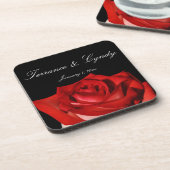 Elegant Red Rose Personal set of cork Onderzetters (Linkerzijde)