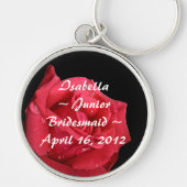Elegant Red Rose Personalized Junior Bridesmaid Sleutelhanger (Voorkant)