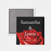 Elegant Red Rose Personalized Wedding Magneet (Voorkant / Achterkant)