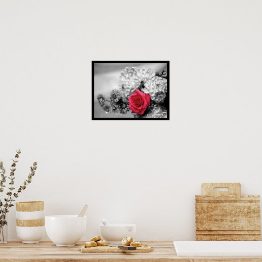 Elegant Red Rose Poster (Keuken)