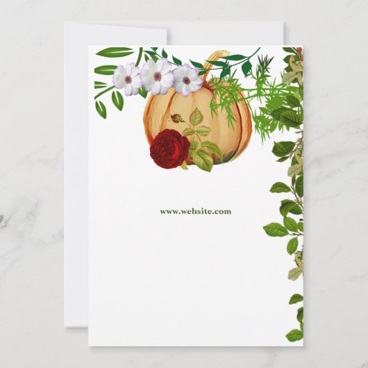 Elegant Red Rose Pumpkin Thanksgiving Dinner Kaart (Achterkant)