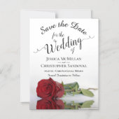 Elegant Red Rose Reflections Wedding Save the Date Magnetische Uitnodiging (Voorkant)