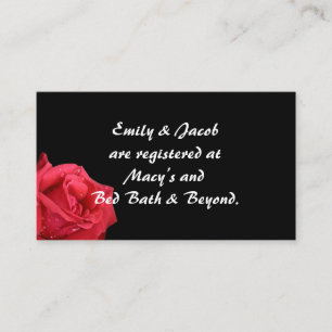 Elegant Red Rose Registry Insert-kaarten Informatiekaartje