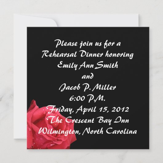 Elegant Red Rose Repleal Dinner Invitations Kaart (Voorkant)