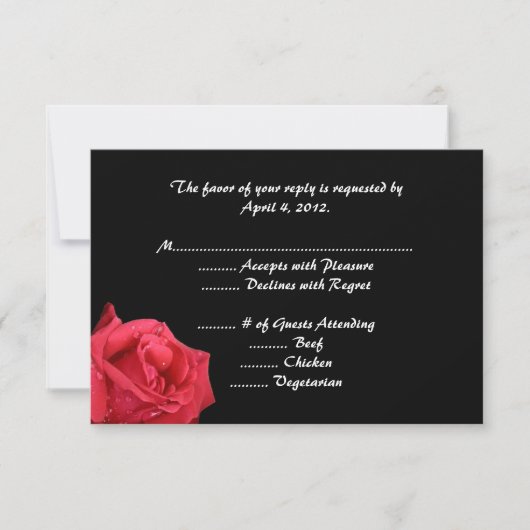 Elegant Red Rose Reply-kaarten met menuopties RSVP Kaartje (Voorkant)