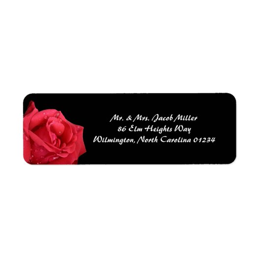 Elegant Red Rose Return-adreslabels Etiket (Voorkant)