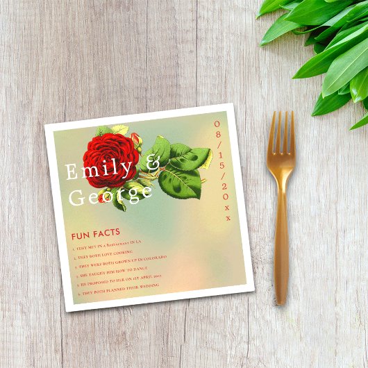 Elegant Red Rose Romantic Floral Facts Weddenschap Servet