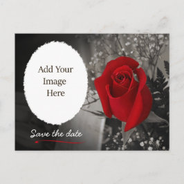 Elegant Red Rose Save the Date Foto Aankondigingskaart