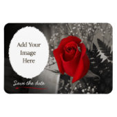Elegant Red Rose Save the Date Oval Opening Magneet (Horizontaal)