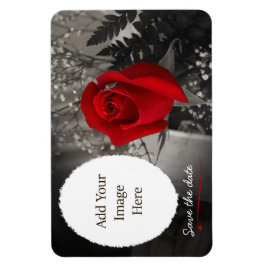 Elegant Red Rose Save the Date Oval Opening Magneet