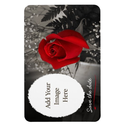 Elegant Red Rose Save the Date Oval Opening Magneet (Verticaal)