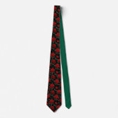 Elegant Red Rose Seamless Floral Pattern on Black  Stropdas (Voorkant)