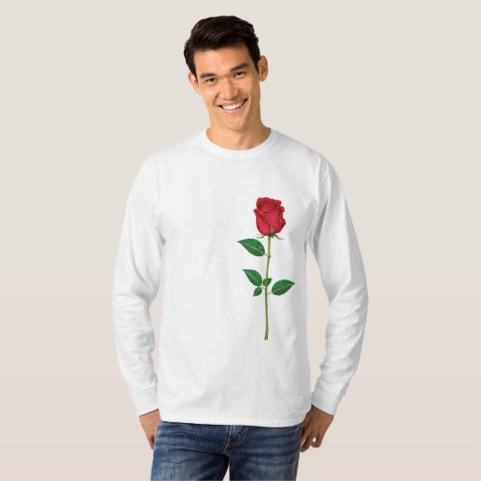 Elegant Red Rose T-shirt met lang Sleeve (Voorkant volledig)