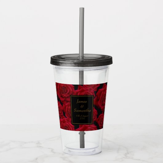 Elegant Red Rose - Wedding Acryl Drinkbeker (Voorkant)