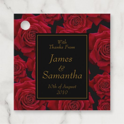 Elegant Red Rose - Wedding Bedankjes Labels (Voorkant)