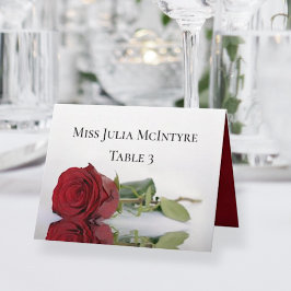 Elegant Red Rose Wedding DIY Fold Place Card Kaart