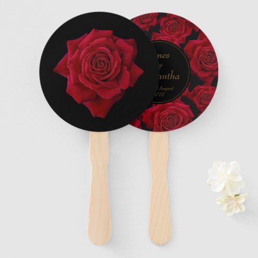 Elegant Red Rose - Wedding Handwaaier (Voorkant en achterkant)