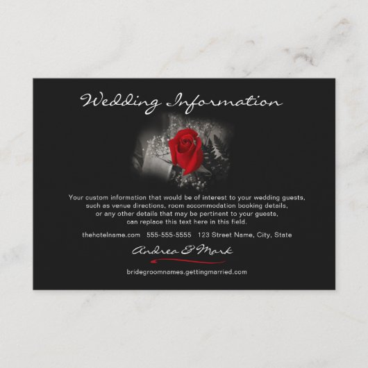 Elegant Red Rose Wedding Info Enclosure Kaart (Voorkant)